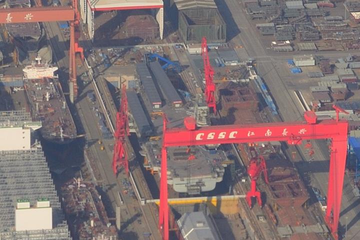 Shipbuilding facilities on Shanghai's Changxing Island, photographed in April 2022.