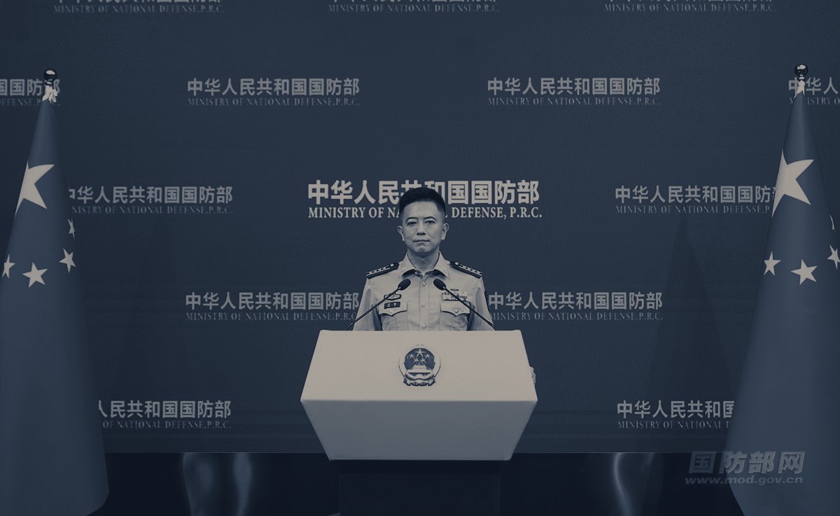 Photograph published with the cited source article “Ministry of National Defense Routine Press Briefing, Early August 2026”, rendered as a duotone background.